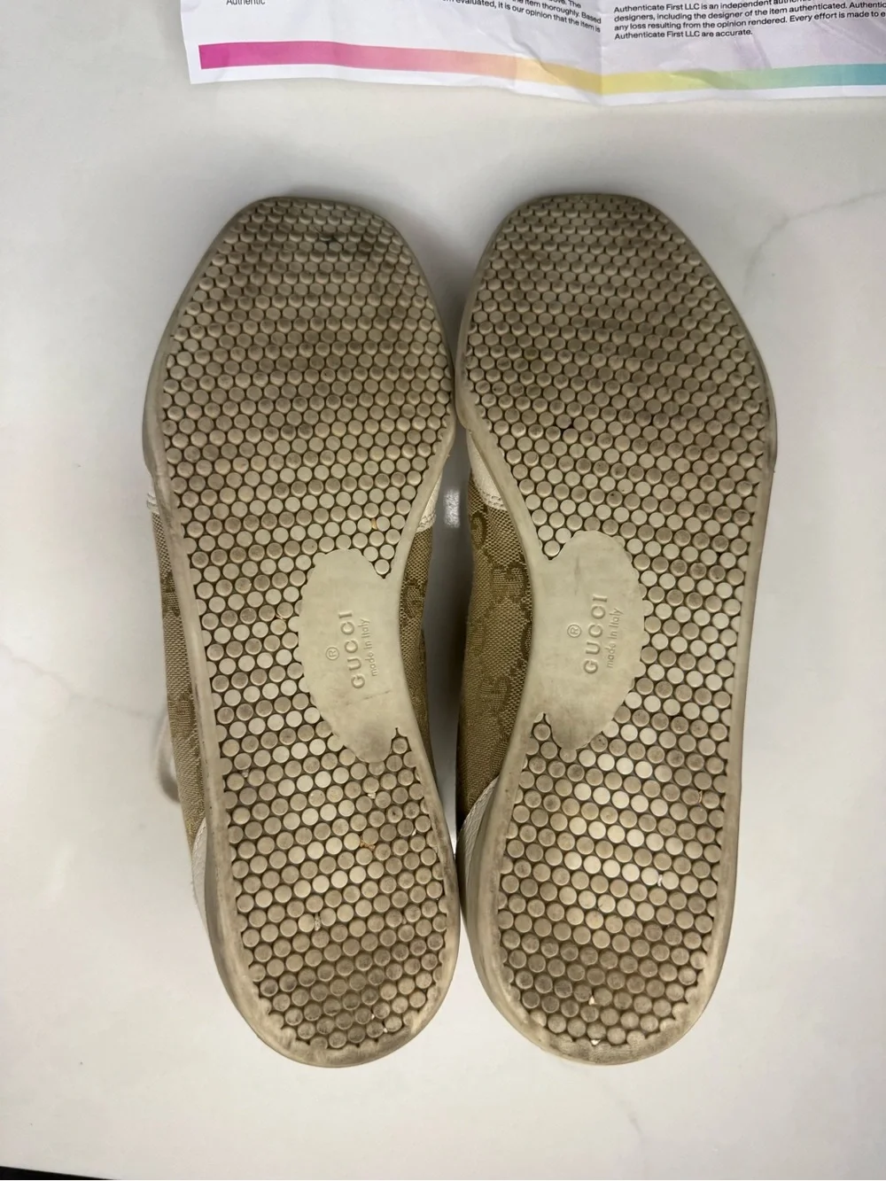 Authentic Gucci GG Monogram Canvas Leather Low Top Sneakers Size 36 US 6 w/ COA